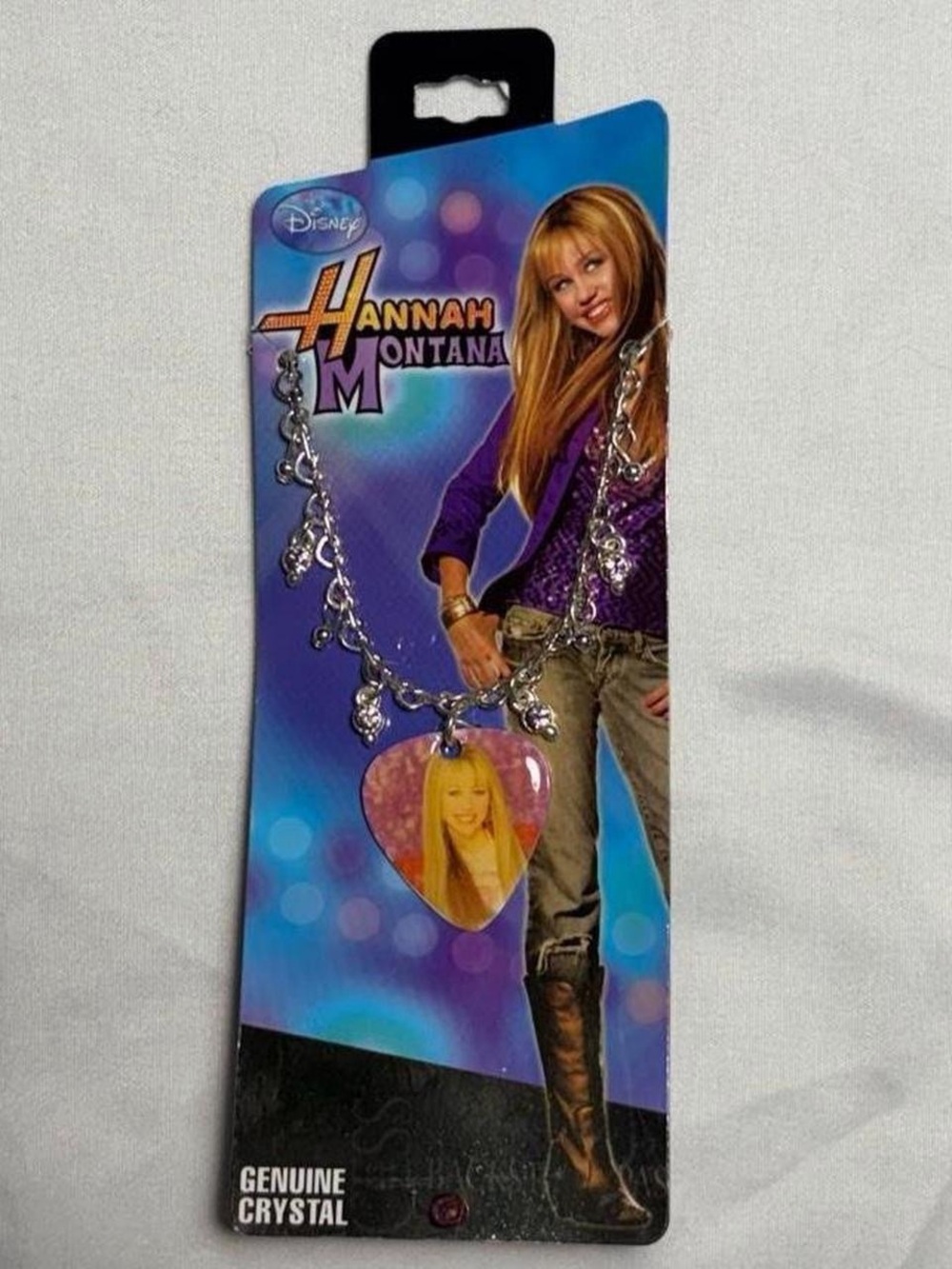 Disney Hannah Montana Silver Tone Heart Pendant Necklace with Pink Photo Accent